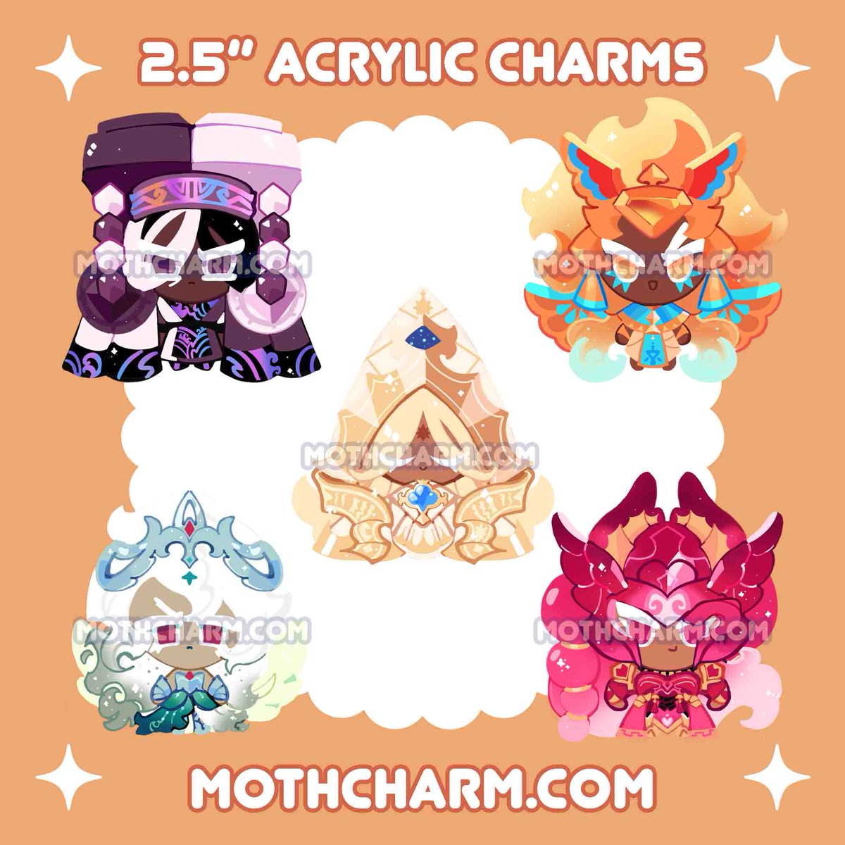 TODAY!!! 7pm EST!!!!! here are the awakened ancients charms, they're full bleed (no epoxy). i'm super happy with how they came out!