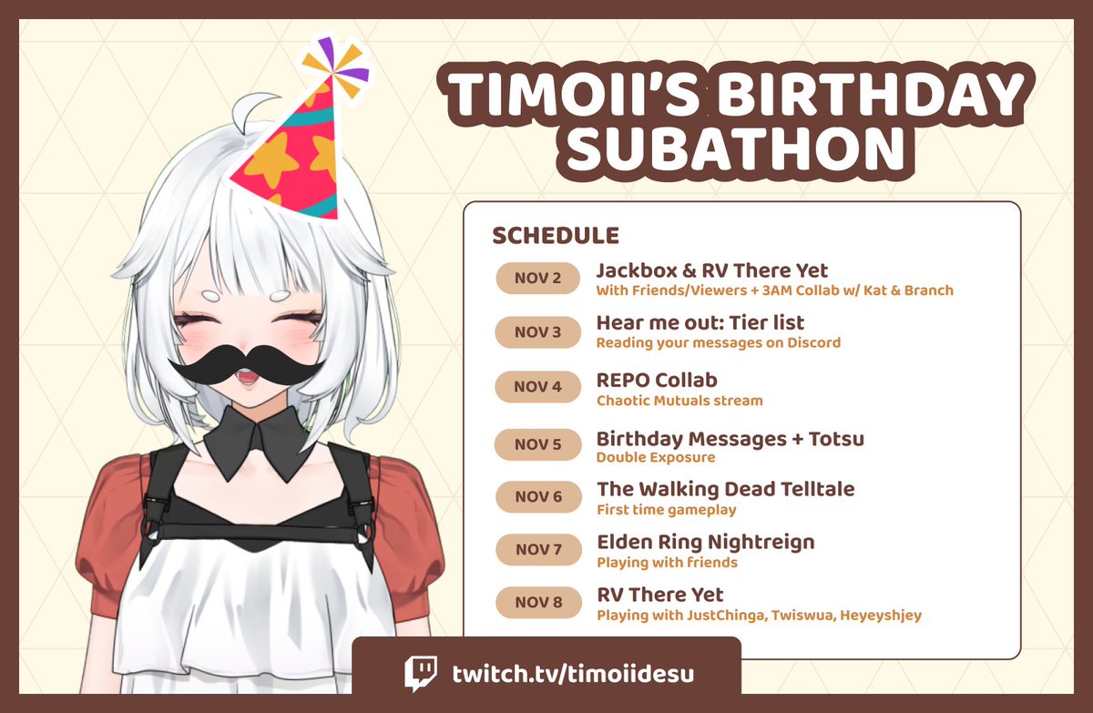 HABADI HABADO BIRTHDAY STREAM THIS WEEK!!!
twitch.tv/timoiidesu