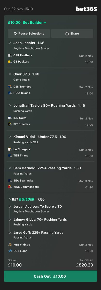 NizTips's tweet image. NFL 📈 82

Add To Your Bet Slip - bet365.com/s/r/RKhZN