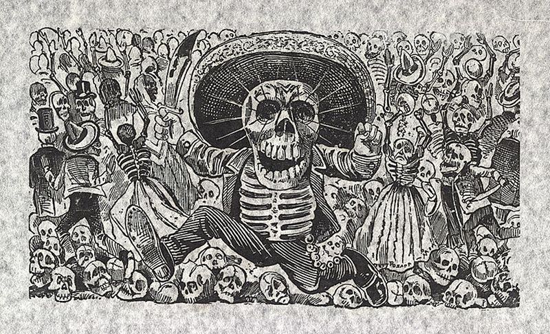 PublicDomainRev's tweet image. Today Mexico celebrates the #DayOfTheDead. Skeletal imagery features heavily, influenced in no small part by the work of José Guadalupe Posada, known for his satirical and politically acute broadside prints called "calaveras" (skulls) — publicdomainreview.org/collection/the… #diademuertos
