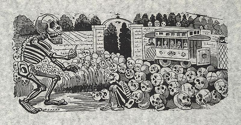 PublicDomainRev's tweet image. Today Mexico celebrates the #DayOfTheDead. Skeletal imagery features heavily, influenced in no small part by the work of José Guadalupe Posada, known for his satirical and politically acute broadside prints called "calaveras" (skulls) — publicdomainreview.org/collection/the… #diademuertos