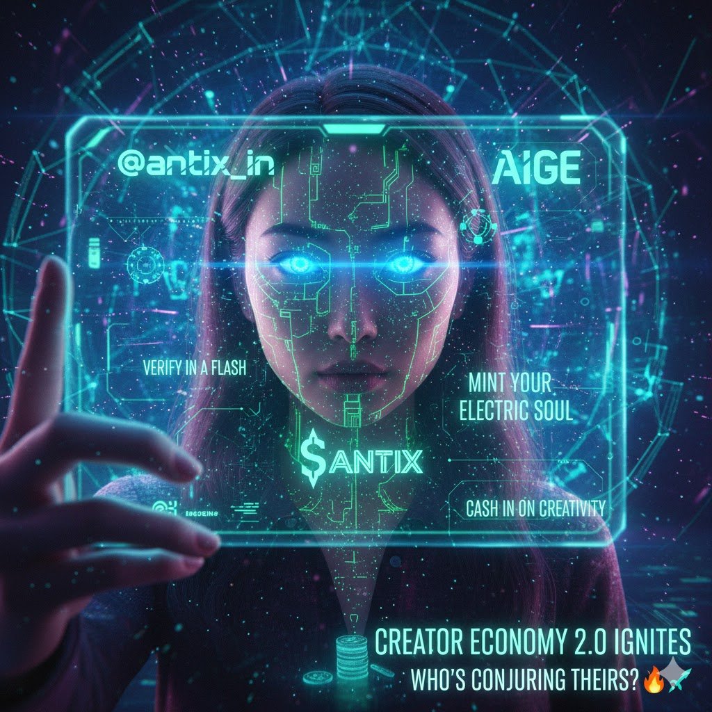 leviitrans's tweet image. Selfie → hyper-real digital twin in seconds. @antix_in  magic.
AIGE: on-chain ID layer. Mint, verify, monetize your vibe fast.
Creator Economy 2.0 starts here. $ANTIX 🚀 Who&apos;s in?
@cookiedotfun #CryptoCreativity #FutureOfSelf