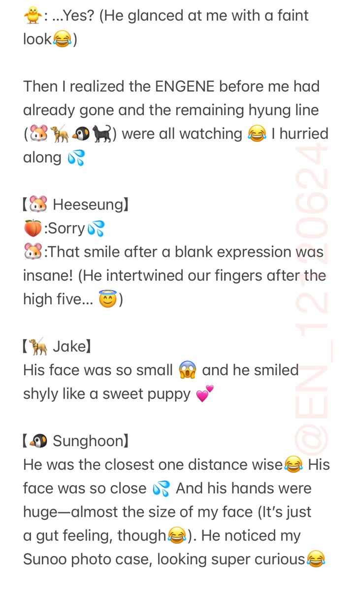 EN_12120624's tweet photo. Dear overseas friends𓂃𖡼.*ﾟꕤ.·*.
I interpreted it, but I'm sorry if it's hard to understand🙏💦

#ENHYPEN #SUNOO #선우
#엔하이픈 #Eventreport https://t.co/5krzkOWeYE