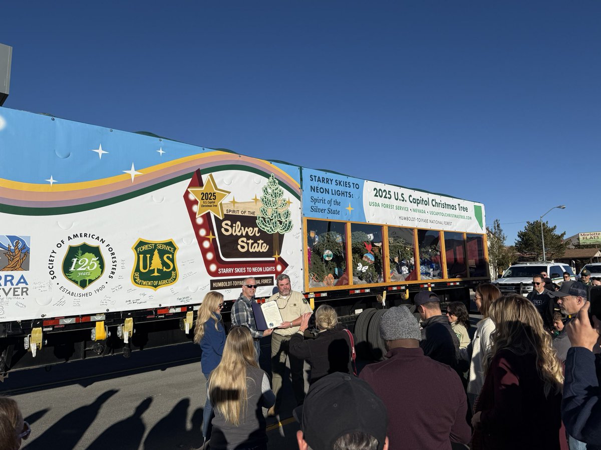 Celebrating the send-off of a beautiful tree from Nevada to the nation's capital to serve as the 2025 U.S. Capitol Christmas Tree.

Thanks to the dedicated <a href="/HumboldtToiyabe/">Humboldt Toiyabe NF</a> USFS team for making this extraordinary gesture possible. <a href="/KenworthTruckCo/">Kenworth Truck Co.</a>