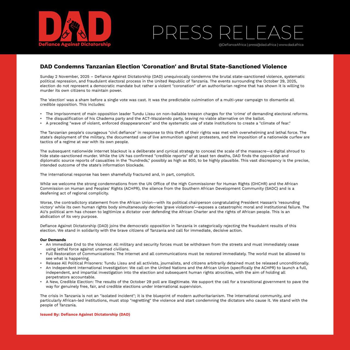 Defiance Against Dictatorship {DAD} tweet media