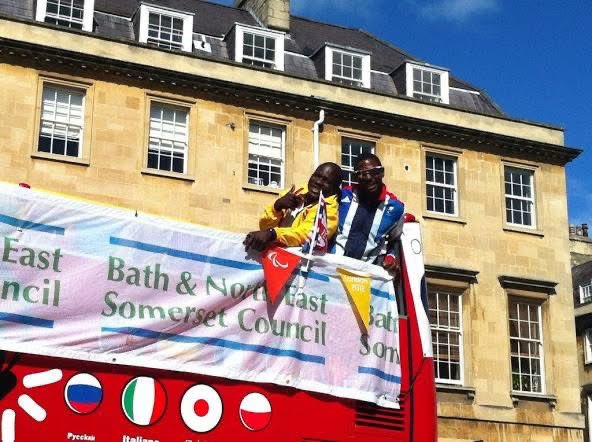 Throwback to when my best friend, Darren Harris, and I were part of the amazing bus parade in Bath after the London Olympics, such an unforgettable experience,