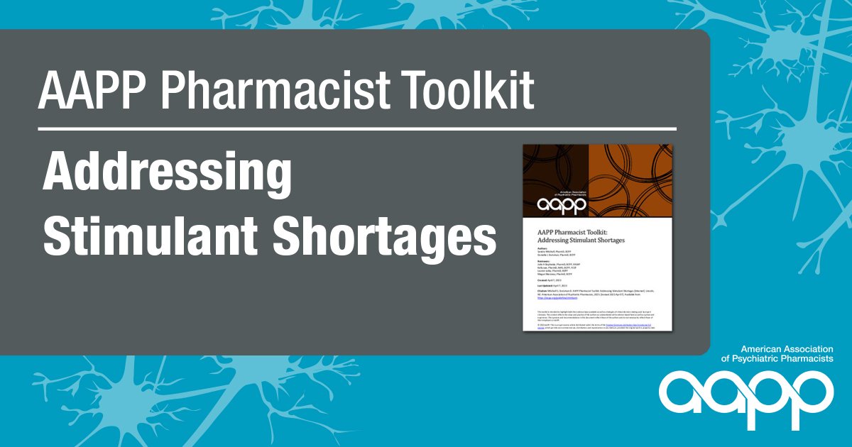 psychpharm's tweet image. This free Pharmacist Toolkit on Addressing Stimulant Shortages is intended to provide an evidence-based guide for thoughtfully converting from one stimulant product formulation to another. Download the toolkit today! #psychpharm #toolkit aapp.fyi/8fo