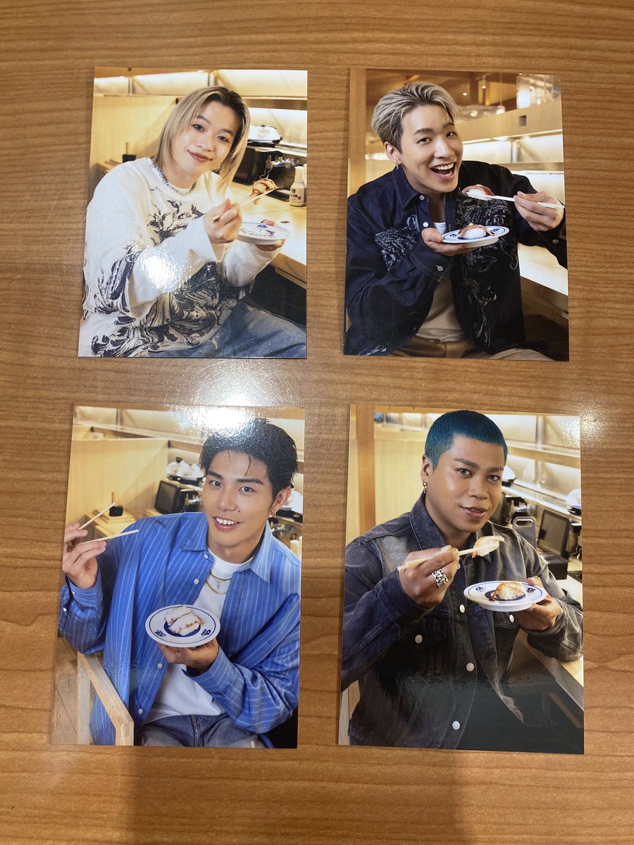 Non1703's tweet photo. くら寿司ランペ

<譲>山本彰吾・武知海青・陣・LIKIYA 

<求>川村壱馬

買取も可能です😣💦
気軽にリプ、DMください！！！

 #くら寿司  #くら寿司ランペ  #ランペ  #川村壱馬  #山本彰吾  #武知海青  #陣  #LIKIYA https://t.co/jw3dqVI0Rt
