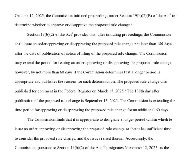 FinancialPress_'s tweet photo. 🚨 UPDATE: SEC Sets Final Deadline for Grayscale’s Hedera $HBAR ETF Decision

The SEC has extended its review of Nasdaq’s proposal to list and trade the Grayscale Hedera Trust (HBAR) - now setting November 12, 2025 as the final deadline to either approve or deny the spot HBAR ETF .

What this means:

•The SEC cannot extend again and a final decision will be made by Nov 12.

•If approved, it would pave the way for the U.S. spot HBAR ETF, giving investors regulated access to Hedera through traditional markets.

•If denied, the SEC must issue a detailed explanation, often citing concerns like market surveillance or investor protection - though Grayscale could refile or appeal.

Bottom line:

This marks the final stage of review and a pivotal moment for Hedera’s institutional adoption within U.S. markets.