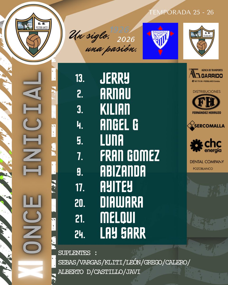 ¡Alineación! 

#BollullosPozoblanco