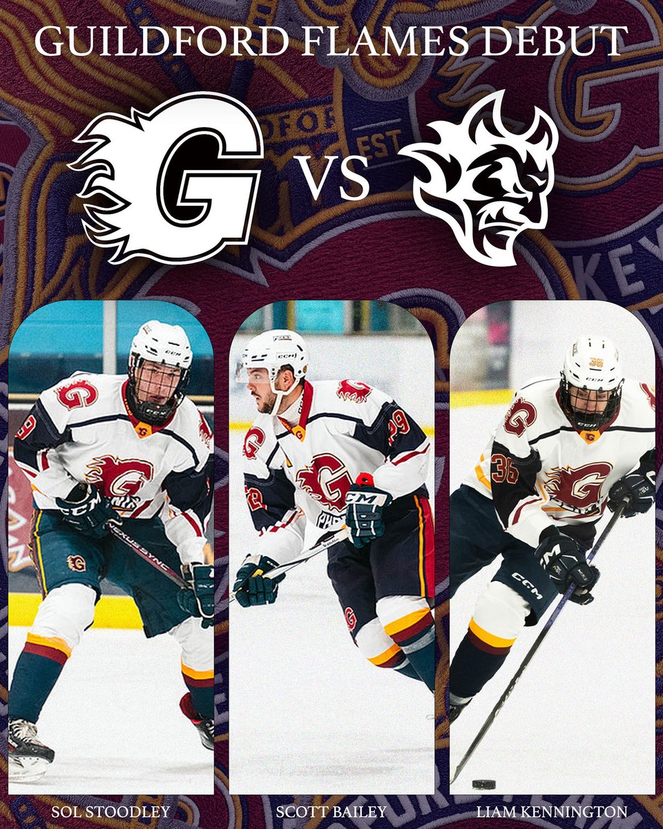 𝐅𝐋𝐀𝐌𝐄 𝐎𝐍 🔥 

Good luck &amp; all the best to 𝐒𝐨𝐥 𝐒𝐭𝐨𝐨𝐝𝐥𝐞𝐲, 𝐒𝐜𝐨𝐭𝐭 𝐁𝐚𝐢𝐥𝐞𝐲 &amp; 𝐋𝐢𝐚𝐦 𝐊𝐞𝐧𝐧𝐢𝐧𝐠𝐭𝐨𝐧 as all 3 make their <a href="/officialEIHL/">Elite Ice Hockey League | #EIHL</a> debut tonight for the <a href="/flamesicehockey/">Guildford Flames</a> 🔥

Guildford 🤝 Guildford 🔥

#Guildford #FlamesIHC #EIHL #IceHockey