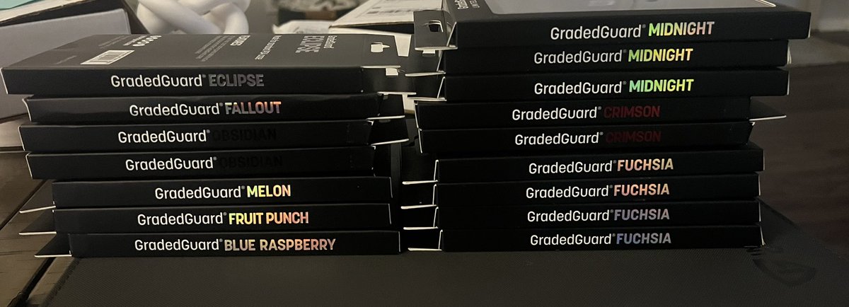 Plenty still available - send offers!
$5 BMWT
$1 PWE

Graded Guards

Fuchsia (4) - $65
Eclipse (1) - $50
Crimson (2) - $25
Midnight (3) - $40
Melon (1) - $35
Blue Ras (1) - $40
Fruit Punch (1) - $35
Fallout (1) - $38
Obsidian (2) - $30
