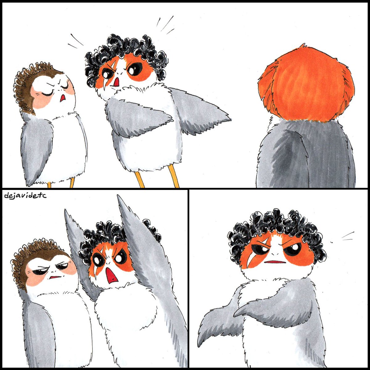 Yananiris's tweet image. Oh, Kylo, Kylo, Kylo. Feeling aggravated at Leia and Hux getting along *too well* over embarassing porglet stories, he lost his temper.

Too late does he realize that Hux misses the chance for his own mom to "bother" him with love.

Lovely artwork by @dejavidetc 💕