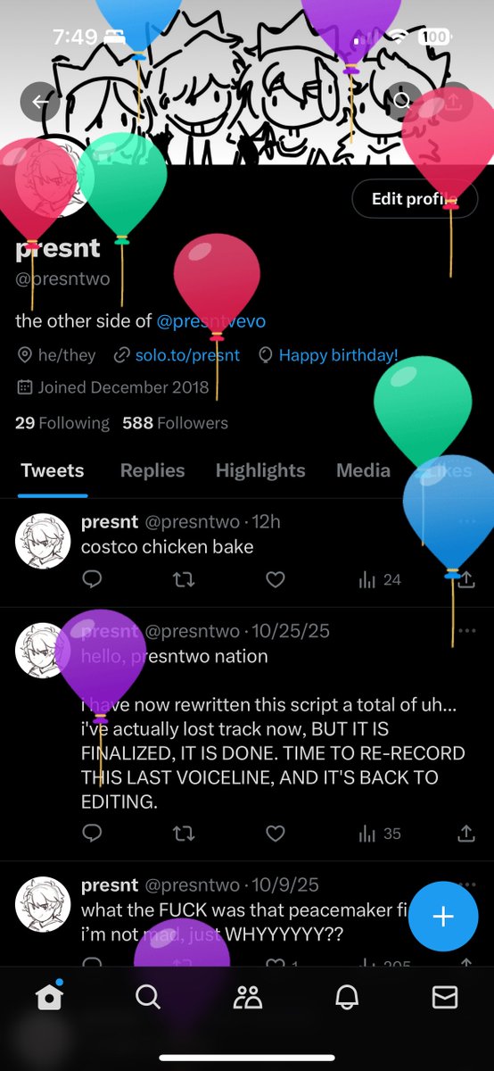 I hate how I have to go to my second account just to see the birthday balloons pop up