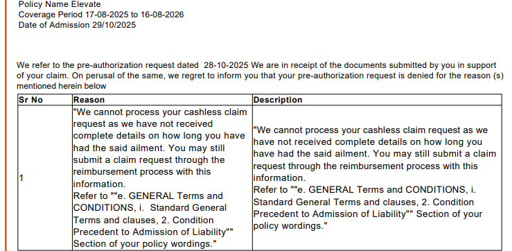 <a href="/ICICILombard/">ICICI Lombard GIC</a> repeatedly rejecting my cashless claim on vague grounds despite complete documentation.

Surgery postponed because of insurer delay.

<a href="/NIKHILLJHA/">Nikhil Jha</a>  @IRDAI_India please look into such unfair practices.

#HealthInsurance #ICICILombard #ConsumerRights #IRDAI #ICICI