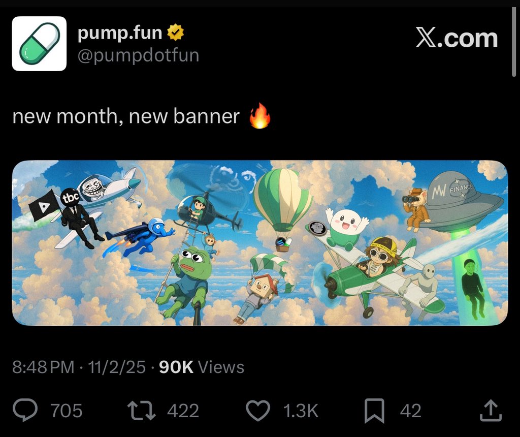 macs0x's tweet photo. 🚨 $PFP gets featured in Pump Funs new X banner https://t.co/8cI0tf8g5B