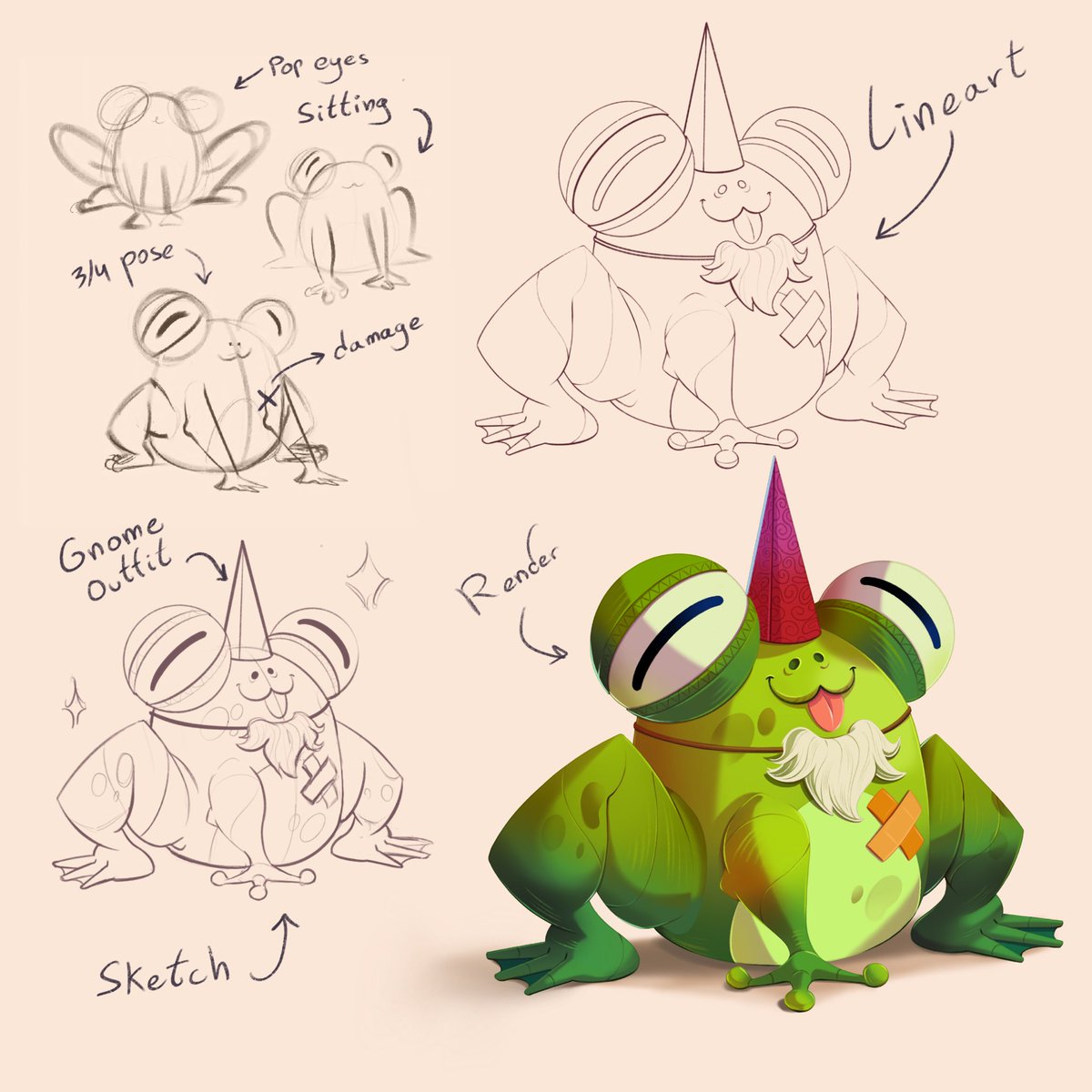 A crippled little frog dressed as a gnome.
…
#drawing #2dartist #characterdesign #ipad #procreate