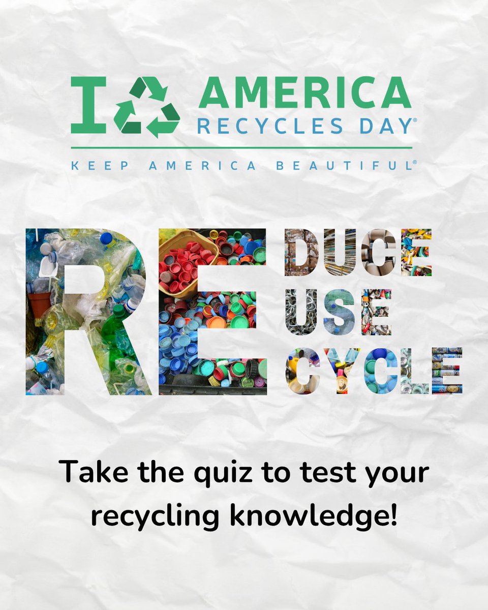 Reduce, reuse, and recycle - but are you doing it right? Take our #AmericaRecycles quiz to find out! kab.org/america-recycl…

#KeepAmericaBeautiful #DoBeautifulThings #RecyclingRealityCheck