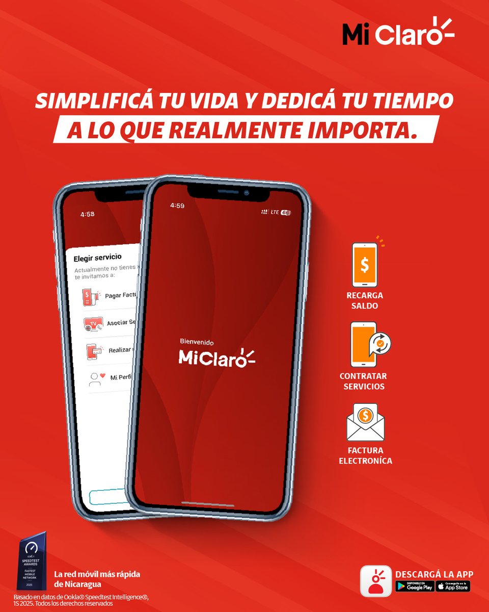 Gestioná tus servicios de manera rápida y segura.

Con la app Mi Claro, desde cualquier lugar, podés revisar tus consumos, pagar tus facturas y mantener todo al día sin moverte de tu casa.

Descarga la appa acá 👉 goo.su/WFFPu4k

#MiClaroApp