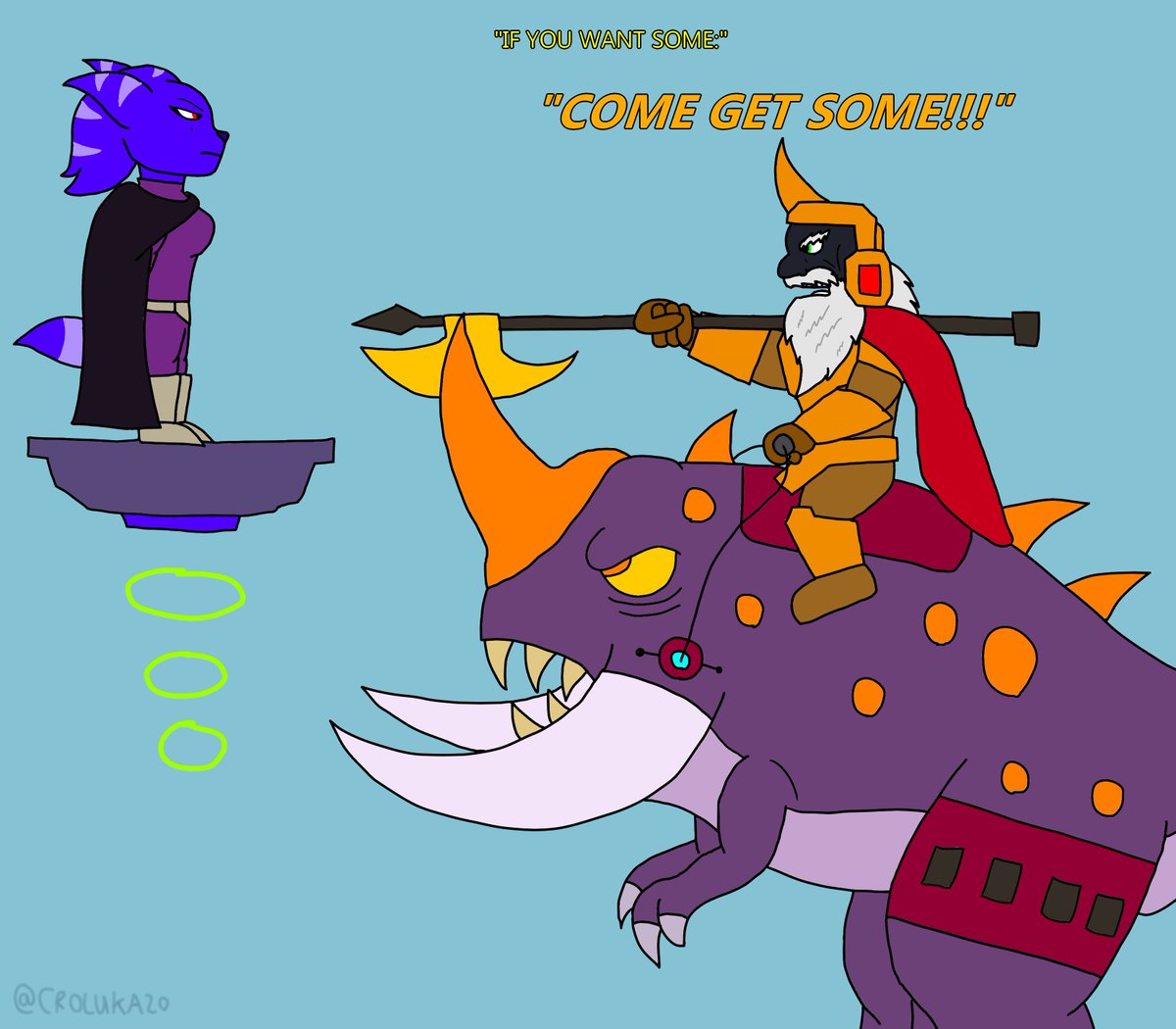 "We will not let our kingdom be taken over by you walking cats!!"

#ratchetandclank #ratchetandclankriftapart #ratchet #clank #rivet #kit #lombax #dwarf #spacedwarves #owncharacters #oc #insomniacgames #thegreatwar #commander #kingdom #fanart #drawing