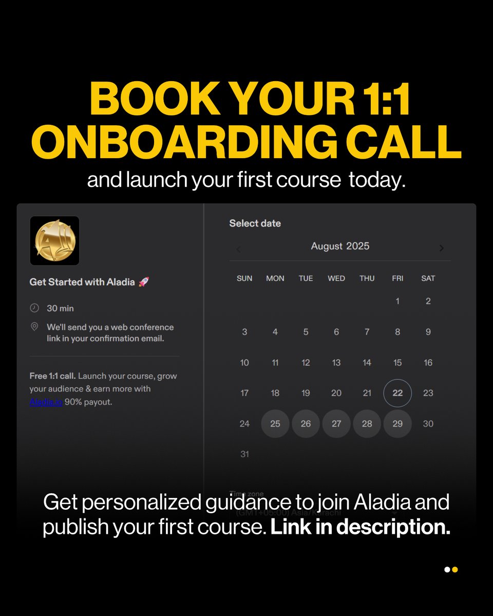 Aladiacorp's tweet image. Freedom in teaching means ownership.
Your courses. Your students. Your earnings - all under your control.
That’s what Aladia stands for.

Learn More at:
aladia.io/join-today
📅 Book your 1:1 Onboarding call:
aladia.io/schedule-meeti…

#OnlineTeaching #Teachers #EdTech