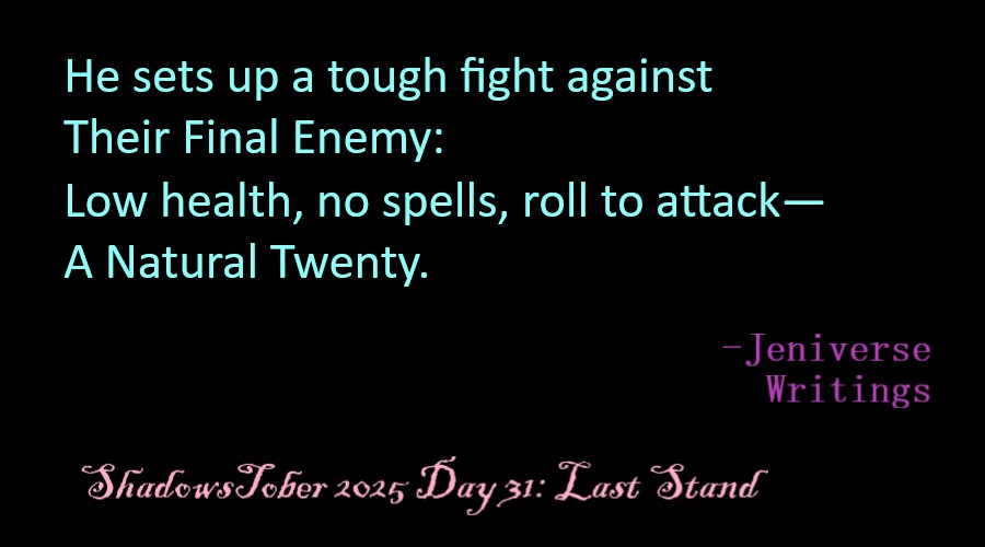 JeniverseAbr's tweet photo. .#ShadowsTober25 Day 31: Last Stand - This year kicked my ass, but I also wanted to challenge myself. Thank you @Mel_Raspberry for these prompts and @AlphaAniki for creating #ShadowsOverWelde ; plus the players, Nate the producer, and the fandom for making this community awesome https://t.co/nkRmE8uyxa