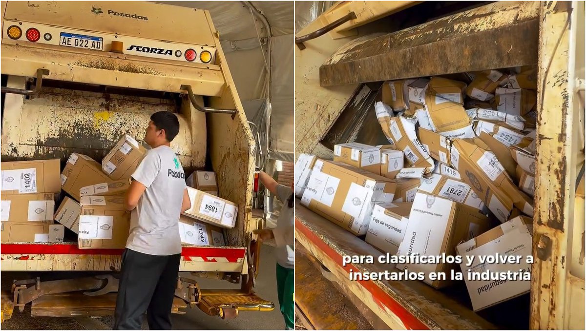 📷 ♻️ Material usado de las elecciones 26 O para reciclaje. Ocurre en Posadas, Misiones.