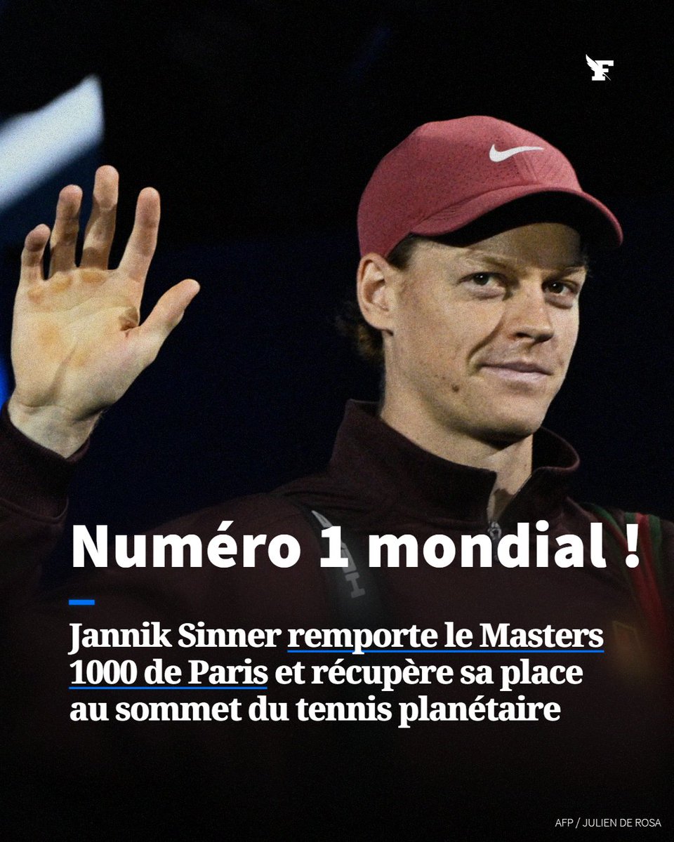 Ce dimanche, à Paris la Défense Arena, l’Italien a dominé en deux sets le Canadien Félix Auger-Aliassime (6-4, 7-6). Il décroche son premier titre en Masters 1000 de la saison et redevient numéro un mondial.
→ lefigaro.fr/sports/tennis/…