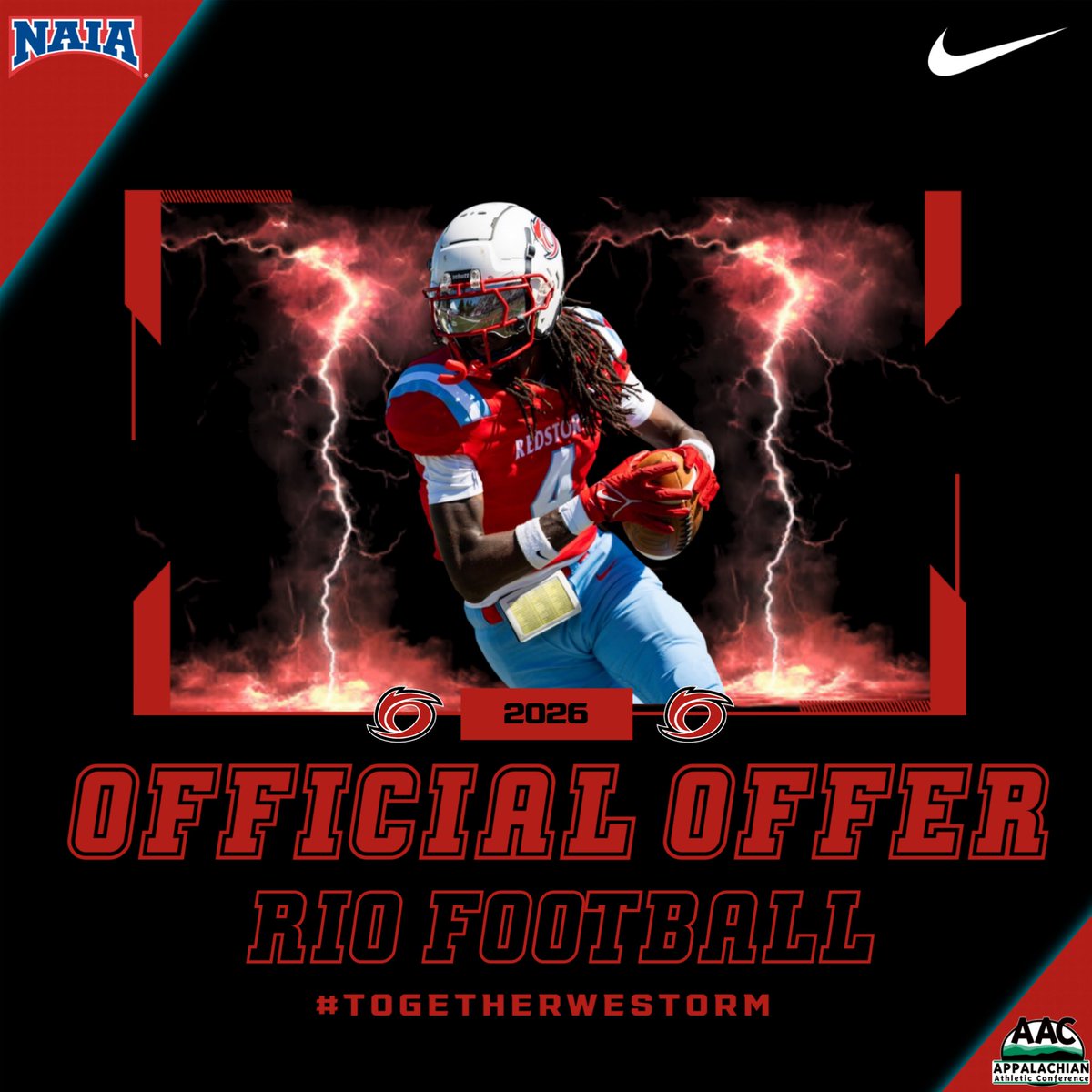 hammy_e_35's tweet photo. blessed to receive my first offer from the University of Rio Grande @sjharmon22 @RHredmen_FB #goredstorm https://t.co/0jWs1wkHRy