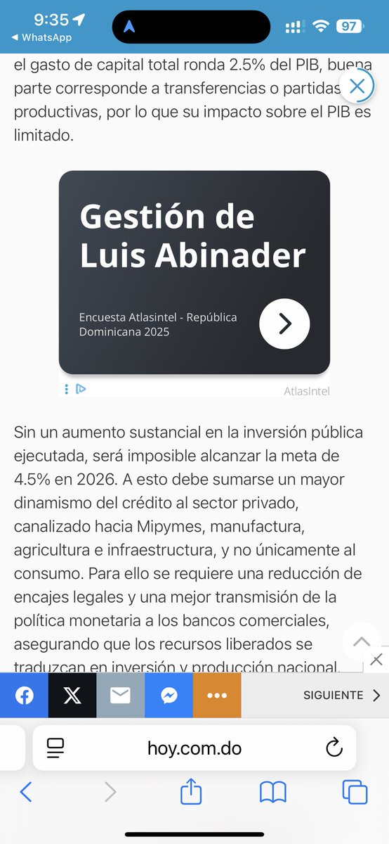 ZoraimaCuello's tweet image. Hoy, leyendo un artículo digital de @temomontas, me encontré con anuncios de dos institucionales (SISALRIL e INEFI) y tres de una encuesta sobre la “gestión de Abinader”.

No debería ser sorpresa, pues el aumento del gasto del Estado en publicidad es cada vez es mayor (según…