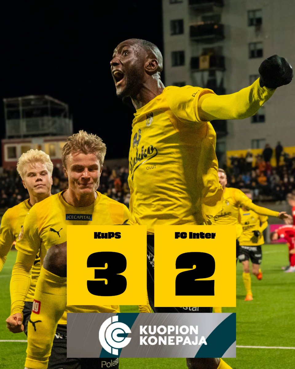 LOPPUTULOS! Ihana voitto ja jättimäinen kiinnitys kohti mestaruutta. 💛🖤 

Keltamustan matkassa Kuopion Konepaja 🤝