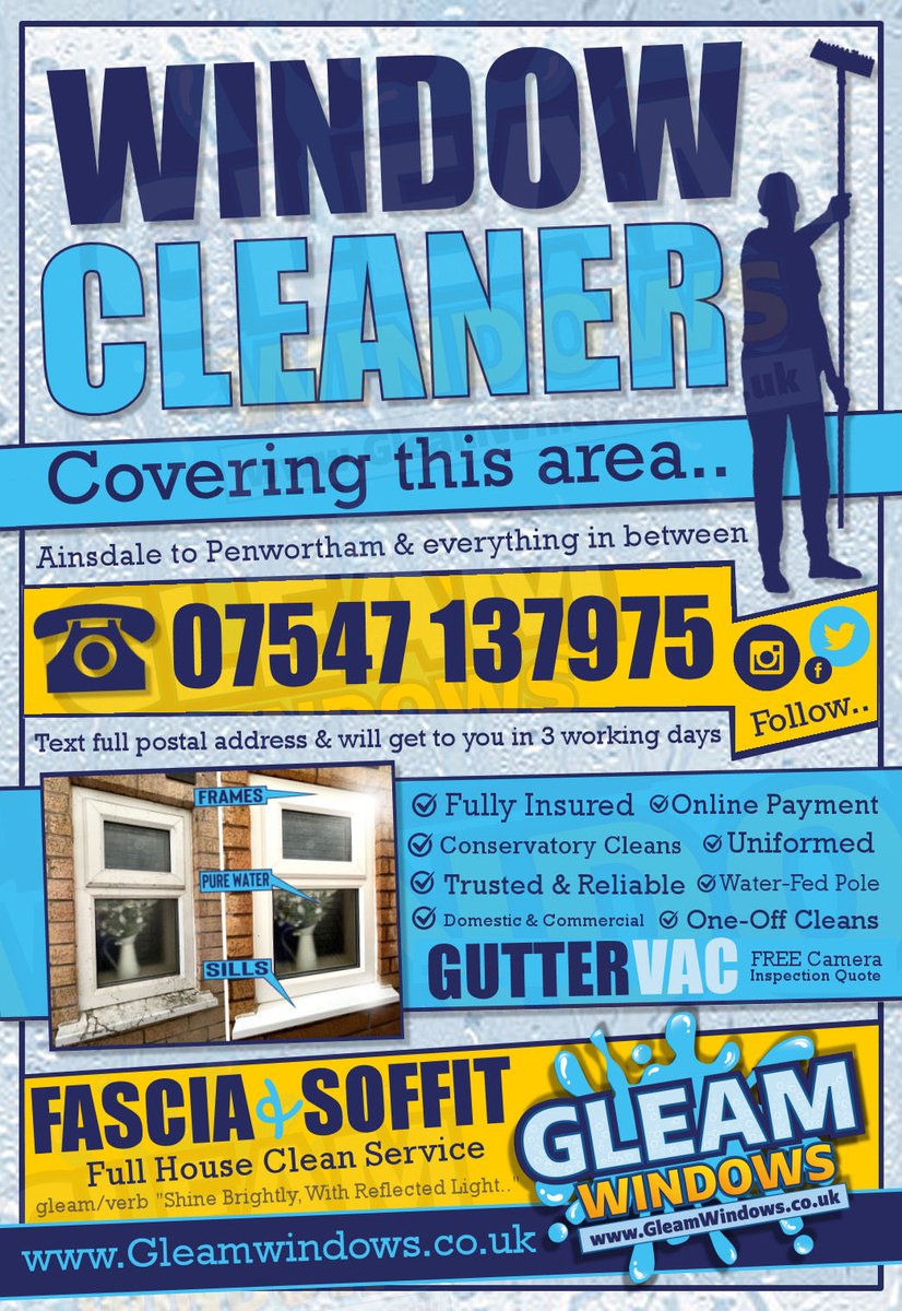 GleamWindows's tweet image. Southport based window cleaners gleamwindows.co.uk