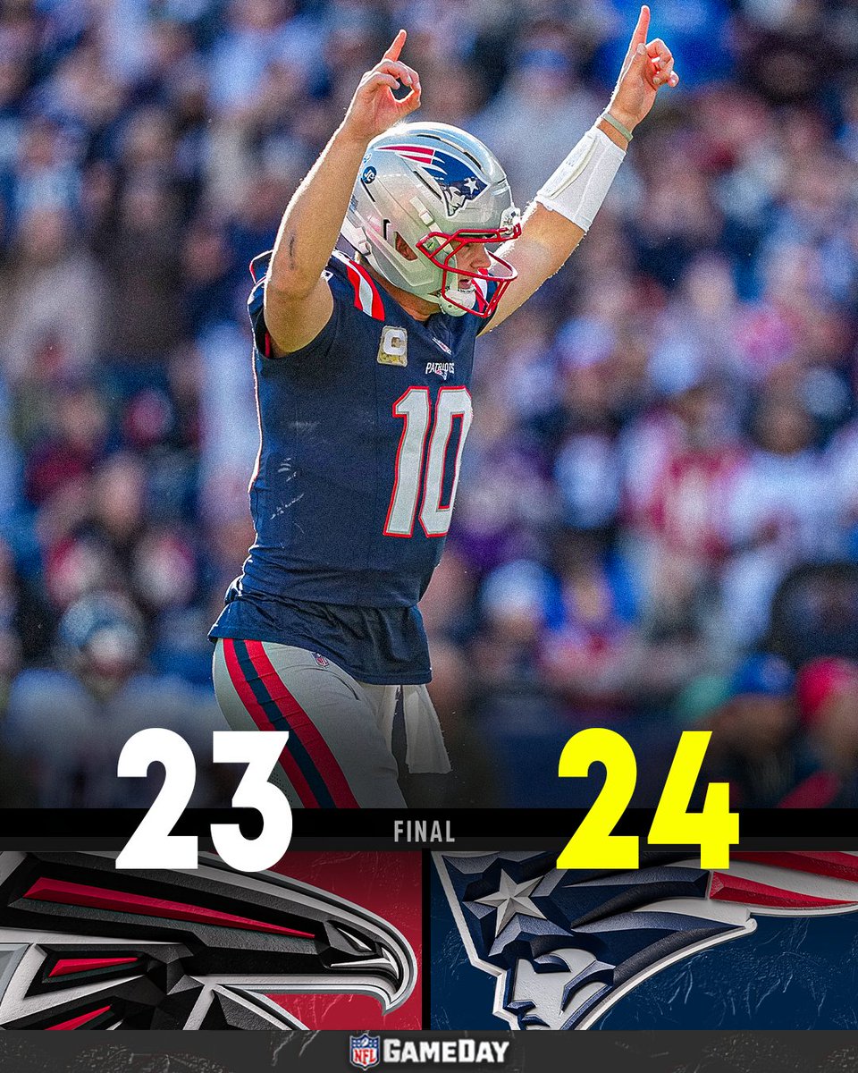 NFLGameDay's tweet image. The Patriots hold on for their 6th straight win🫡

ATLvsNE | #NEPats