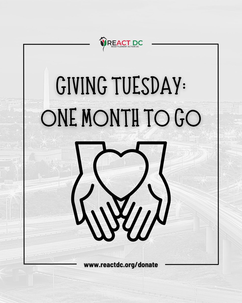 reactdcorg's tweet image. ⏳ 1 month until #GivingTuesday!

Help refugee families in DC thrive with housing, jobs, mentorship &amp;amp; more. Every gift empowers a new beginning. 💛

Donate now: reactdc.org

#RefugeeSupport #REACTDC #EmpowerNewBeginnings