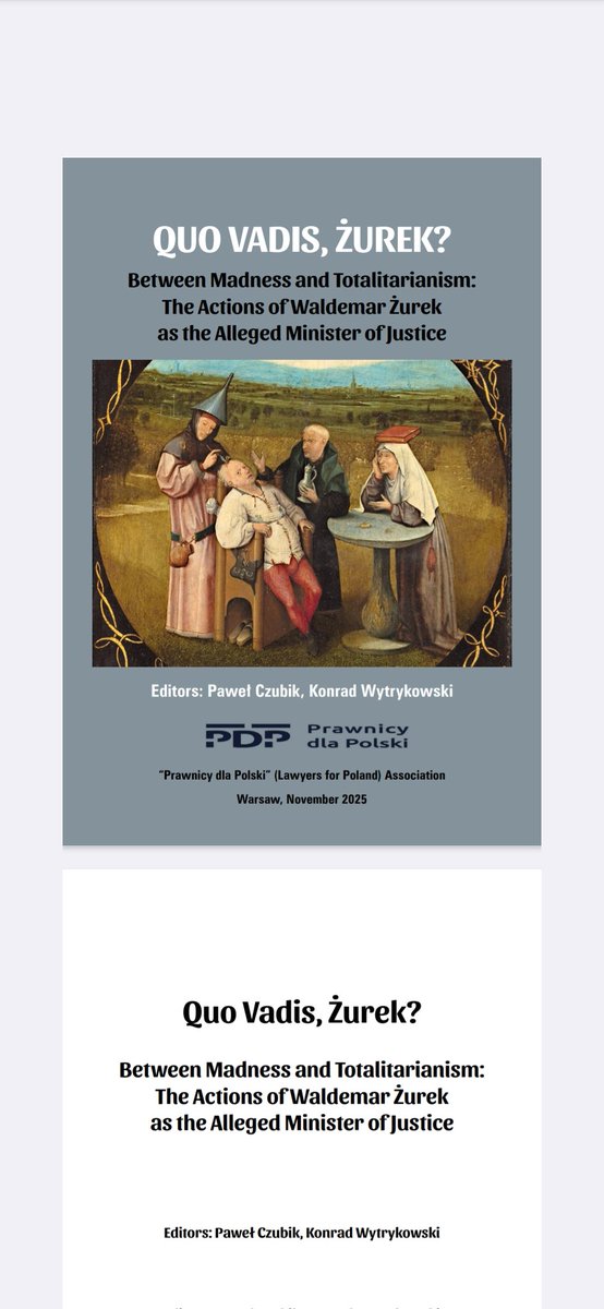 Szanowni Państwo, ten raport sędzia SN prof. Paweł Czubik miał zaprezentować w Parlamencie Europejskim.  Niestety, wolność słowa i badań naukowych jest taka, jak ją rozumieją eurokraci. Zaproszenie dla Profesora cofnięto, nie zdziwię się jak rano służby będą nam wyrywać laptopy.