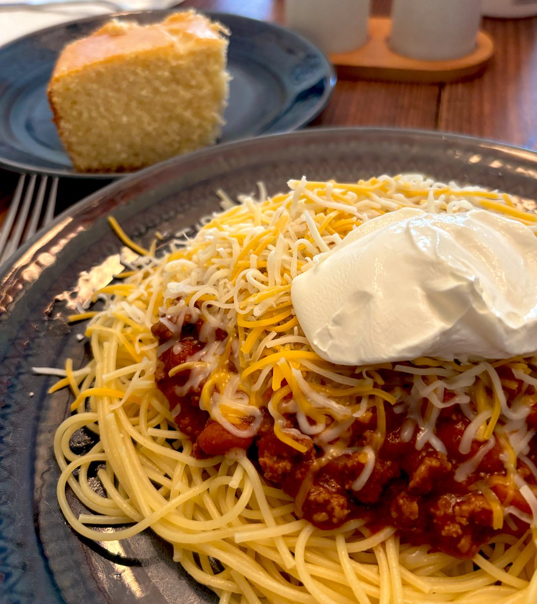 Since everyone else is fighting about chili today -
Beans belong in chili and chili belongs on spaghetti. 
Bonus points if you have homemade cornbread. 
This is a hill I’ll die on and everyone else is wrong. K, thanks.