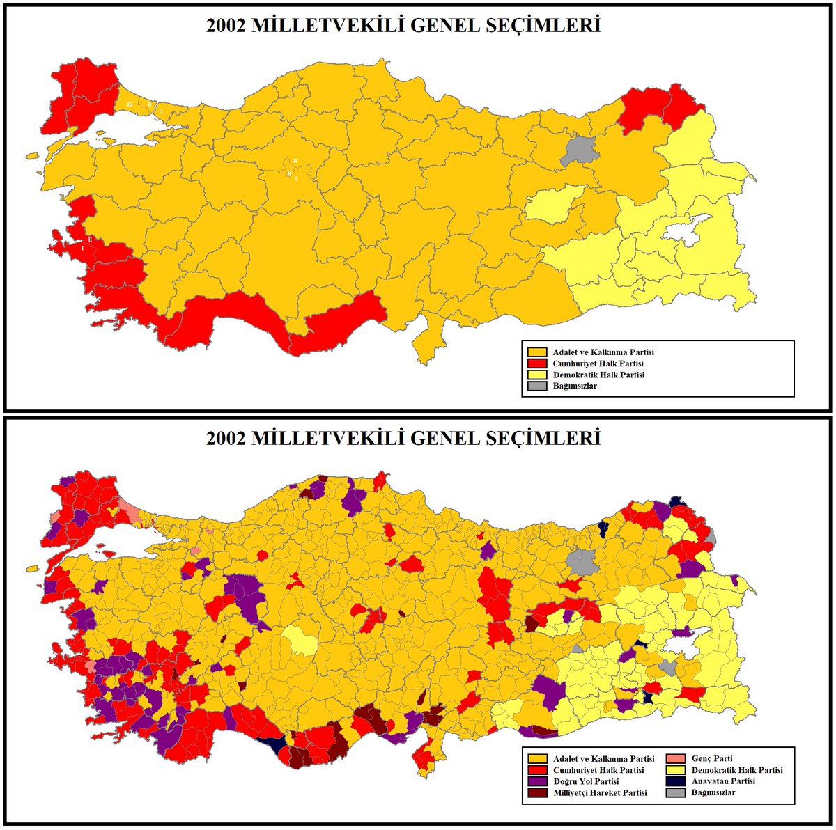 AK Parti, 23 yıl önce bugün iktidara geldi.

3 Kasım 2002 seçimlerinde %10 barajı nedeniyle sadece iki parti Meclis’e girmişti:

- Ak Parti %34,8 (363 milletvekili)
- CHP %19,39 (178 milletvekili)

MHP, DYP, DSP, ANAP, Saadet gibi partiler %10 barajını aşamadı.

Cem Uzan’ın