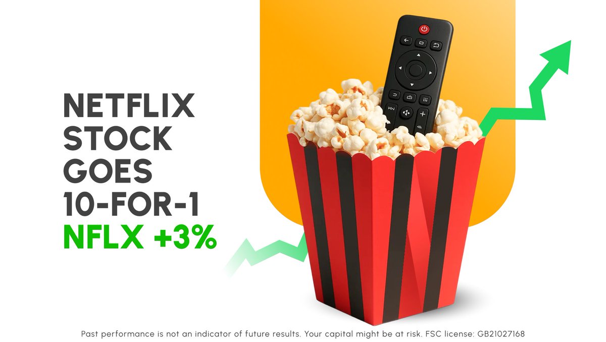 SmartSTP's tweet image. 📢 #Netflix just announced a 10-for-1 stock split, giving shareholders 10 shares for every 1 they currently hold

🔥 Netflix stock $NFLX jumped +3%

Consider exploring smartstp.com
.
.
Your capital might be at risk
FSC license: GB21027168