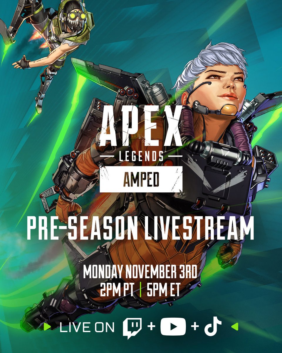 I’ll be previewing <a href="/PlayApex/">Apex Legends</a> NEW Season: Amped tomorrow Monday Nov 23 @ 2pm PST! 

Come and hangout with me &amp; the Soda Squad while we check out all of the new changes and the updates to my fave map, Olympus!