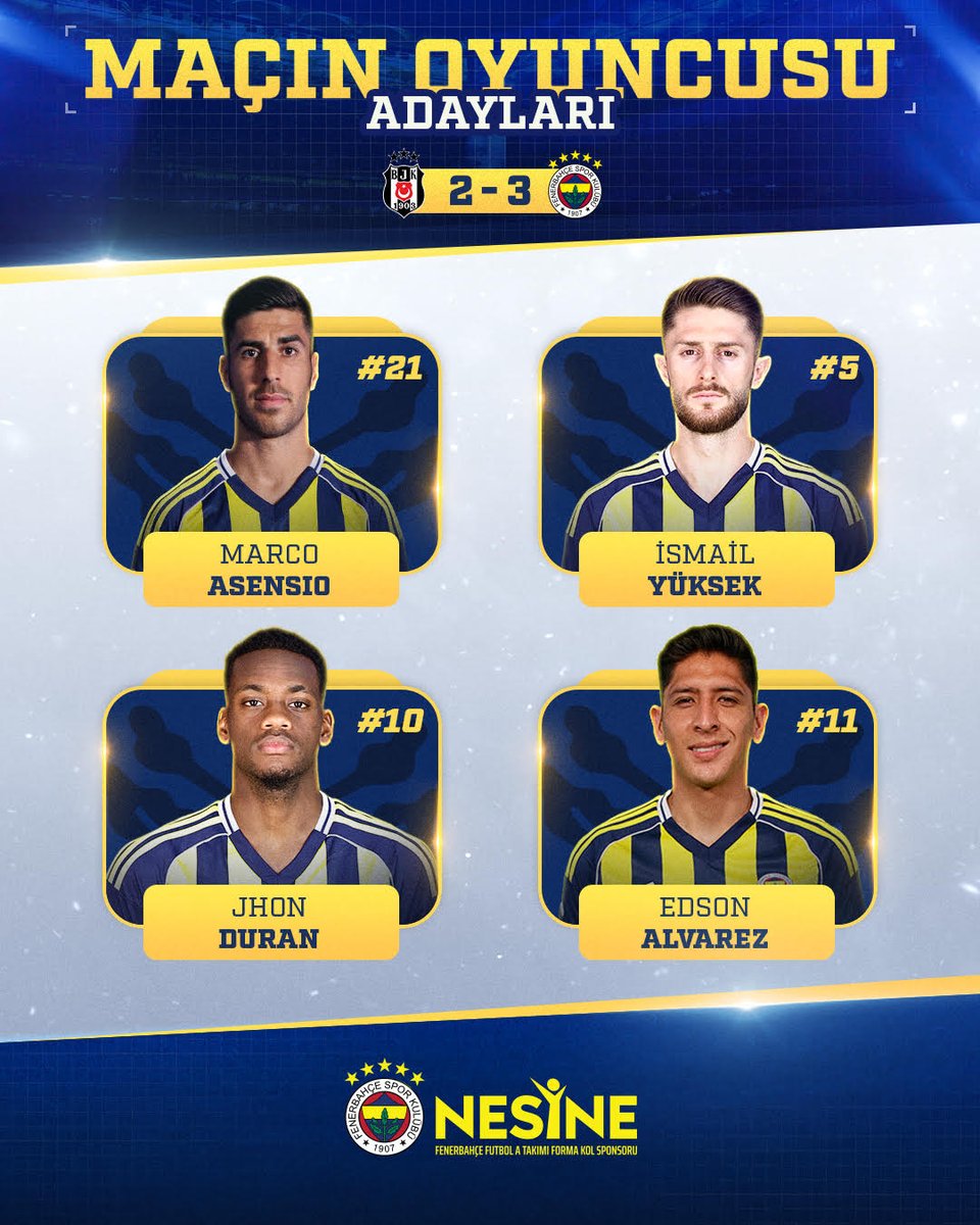 Fenerbahce's tweet image. 🗳 @Nesinecom Maçın Oyuncusu oyunuz kime gidiyor?