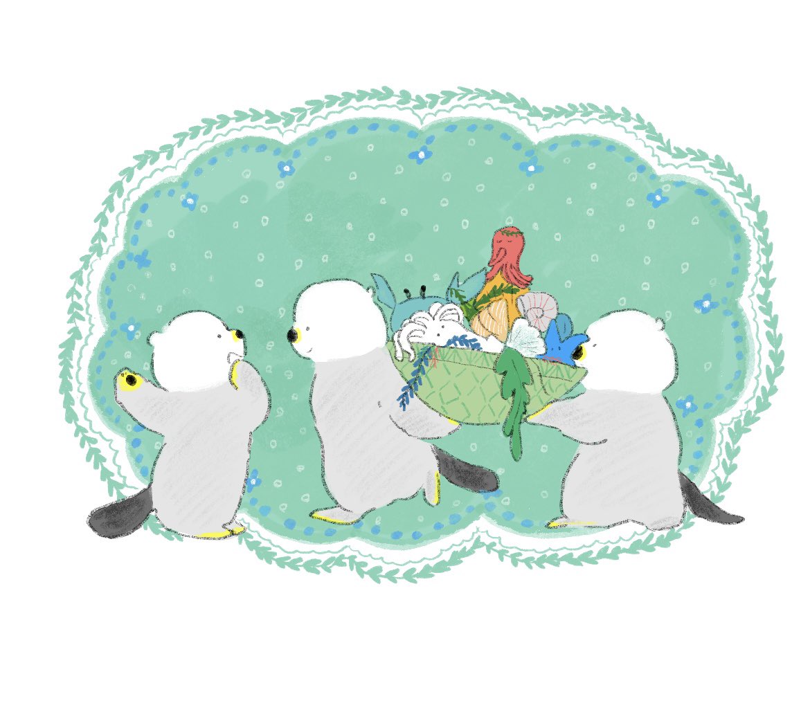 「ラッコの宝物」|ももろ　4／20発売絵本「パンダのパクパクきせつのごはん」のイラスト