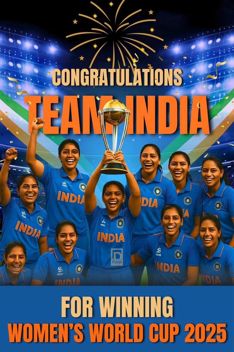 Hats off to the world champion Team India.

It is a crowning moment for the nation, as our team lifts the #ICCWomensWorldCup2025, elevating India's pride to the skies. Your stellar cricketing skills paved the path of inspiration for millions of girls.

Congrats to the entire team