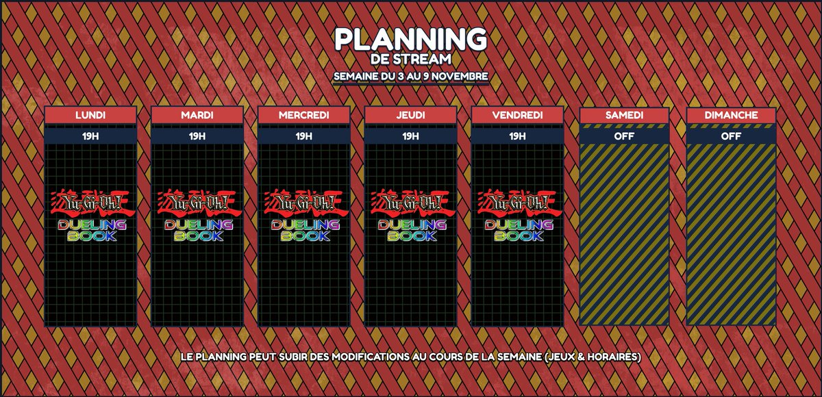 Le planning de la semaine pour le stream✊🏾

On va faire une semaine de fou pour préparer l'open de france 💪🏾😤💪🏾

Le lien twitch twitch.tv/samirbachar