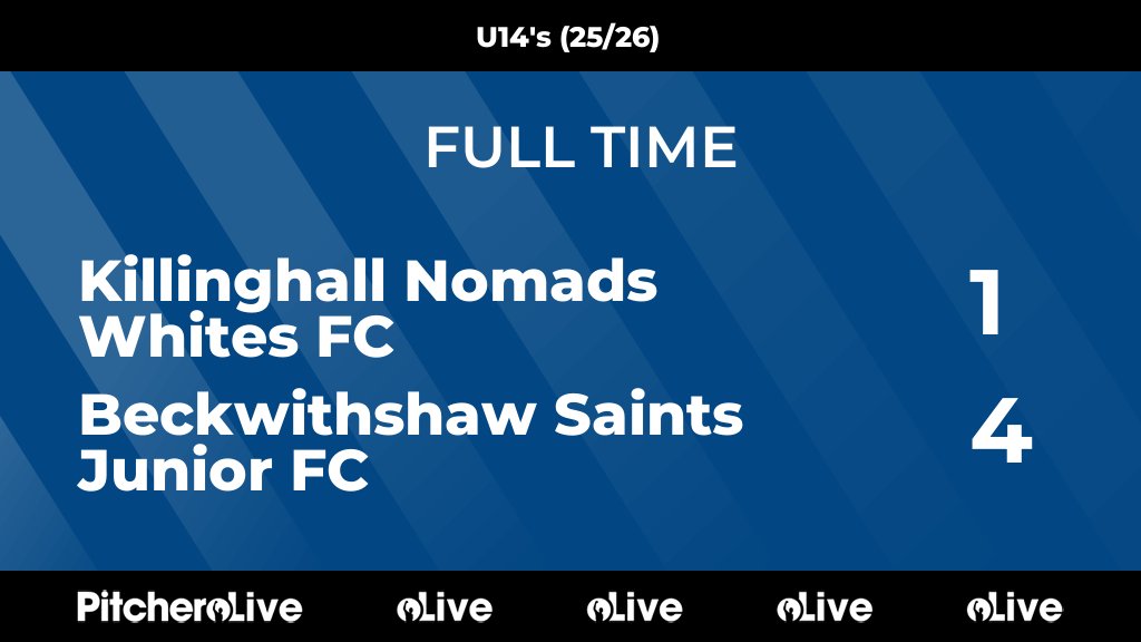 FULL TIME: Killinghall Nomads Whites FC 1 - 4 Beckwithshaw Saints Junior FC
#KILBEC #Pitchero
bsjfc.co.uk/teams/198917/m…