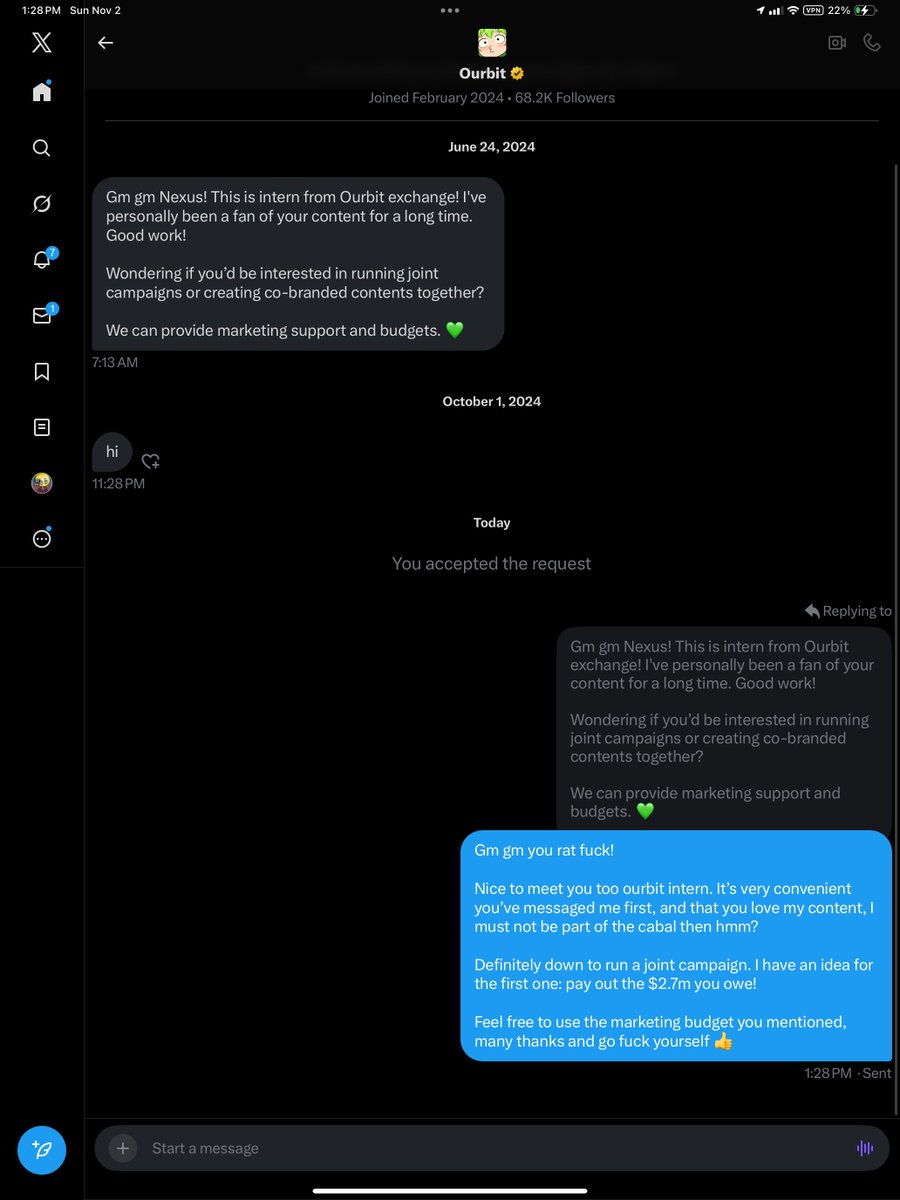 Hey <a href="/ourbit/">Ourbit</a> how about you pay this man his money. You follow me already and have been begging me in DMs for months so IK you’ll see this 👍