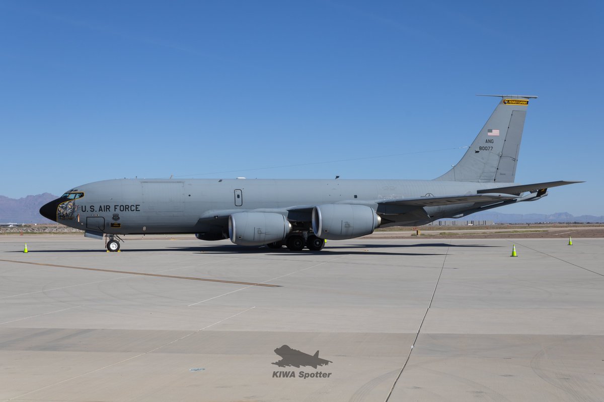 KiwaSpotter's tweet photo. KC-135T 58-0077 from the 171st Air Refueling Wing of the Pennsylvania Air National Guard landed at KIWA this afternoon.

Really cool nose art on this jet. https://t.co/x4cAaw08gg