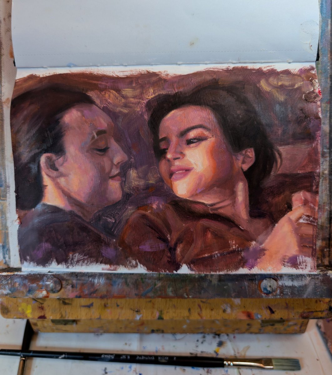 rtcelf's tweet image. recently watched the last of us and had to paint them in my sketchbook 
#oilsketch #TheLastofUs #fanart