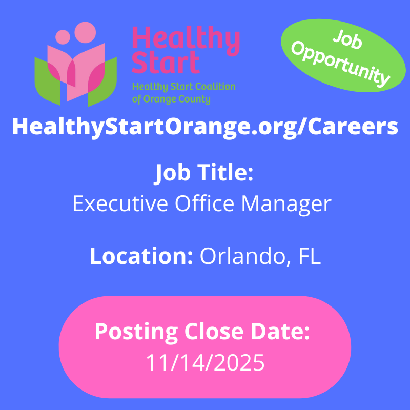 HealthyStartORG's tweet photo. Work with the Healthy Start Coalition of Orange County, Inc.!

JOB TITLE: Executive Office Manager
LOCATION: Orlando, FL
CLOSE DATE: 11/14/2025
APPLY: https://t.co/QPpH22Bp57

#HealthyStartOrange #nowhiring #jobsearch #orangecountyfl #jobs #hiring #Orlando https://t.co/kxSRtjCcMw