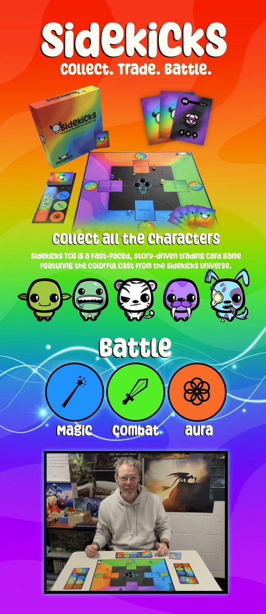 Sidekicks is coming to <a href="/Kickstarter/">Kickstarter</a> 

Over 200 characters
- Common Cards
- Gold Cards
- Silver Cards
- Holo Cards

Collect them all and it starts at Kickstarter!!

kickstarter.com/projects/sidek…

#kickstarter #crowdfunding #tcg #cards #tabletopgaming