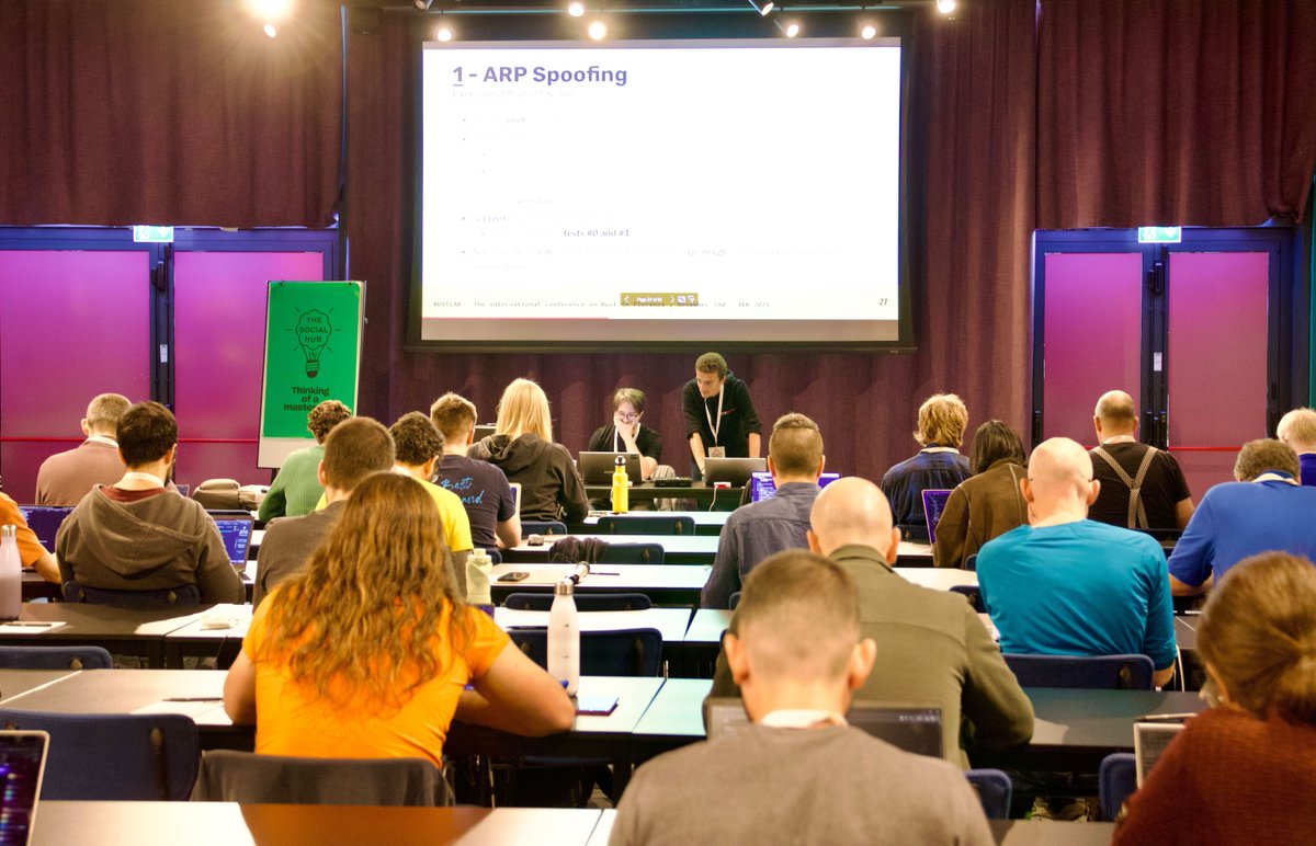 rustlab_conf's tweet image. Brilliant deep dive! ⚡️
Huge thanks to @CocoolGaming &amp;amp; Thomas Halipré for guiding us through building a Rust-based MITM — packet crafting to TLS interception was next-level.
#RustLab2025 #RustLang